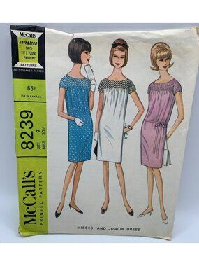 McCall's Misses Dress Sewing Pattern Size 9 8239 Uncut 1960s